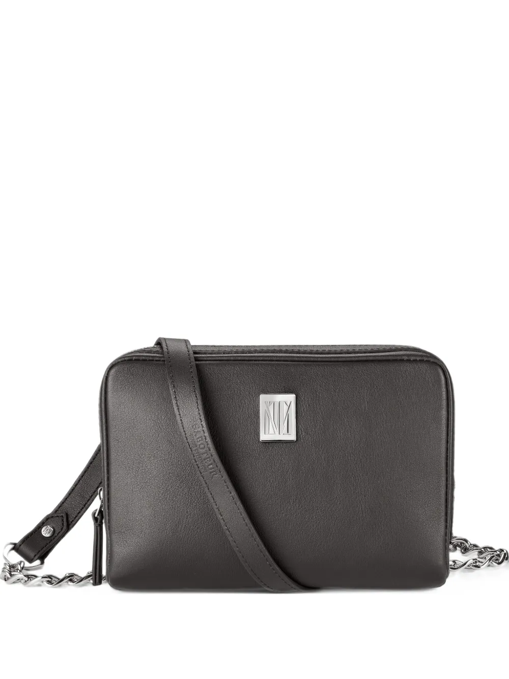 SABOTEUR leather logo-plaque shoulder bag - Schwarz