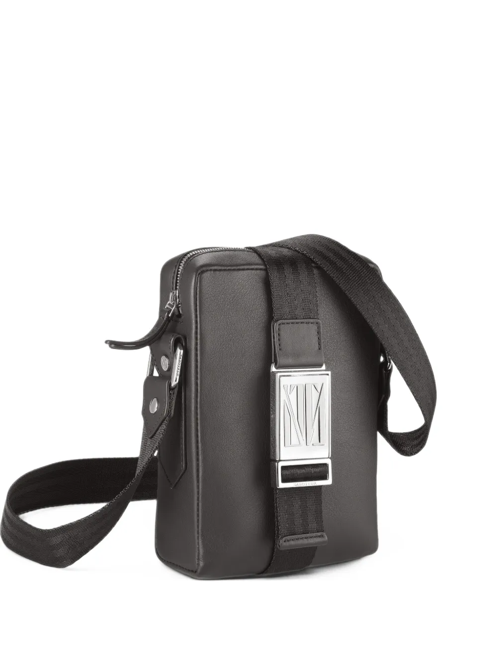 SABOTEUR logo-plaque leather messenger bag - Schwarz