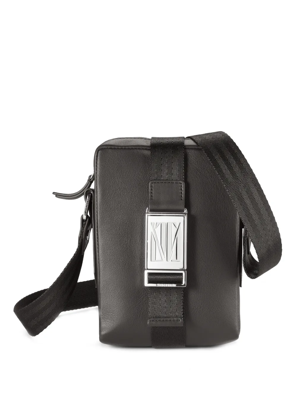 SABOTEUR logo-plaque leather messenger bag - Nero