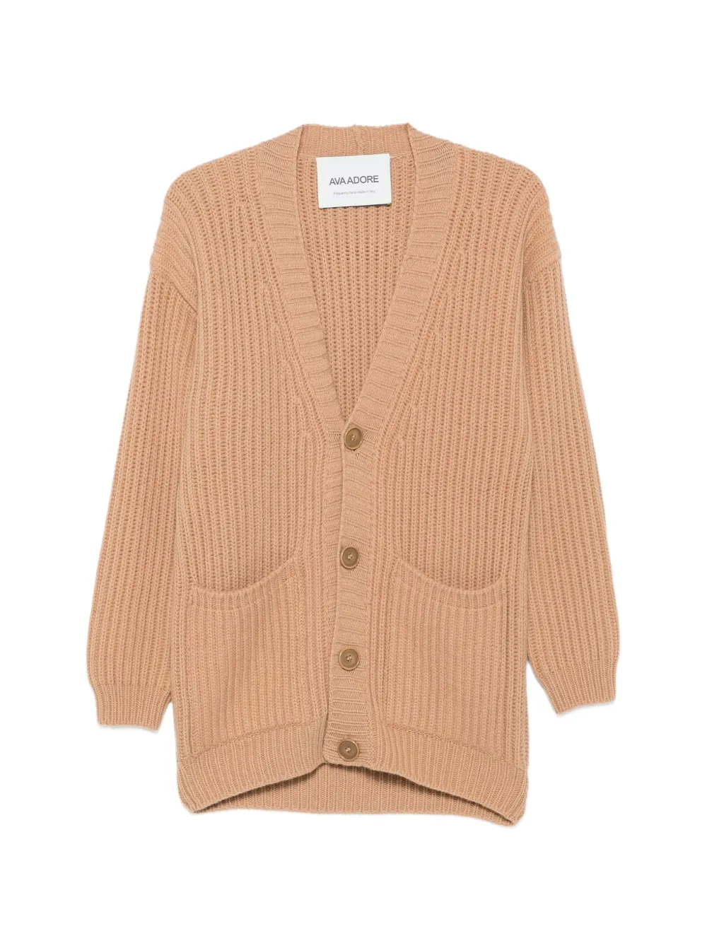 Ava Adore Ribbed-knit Cardigan In Brown