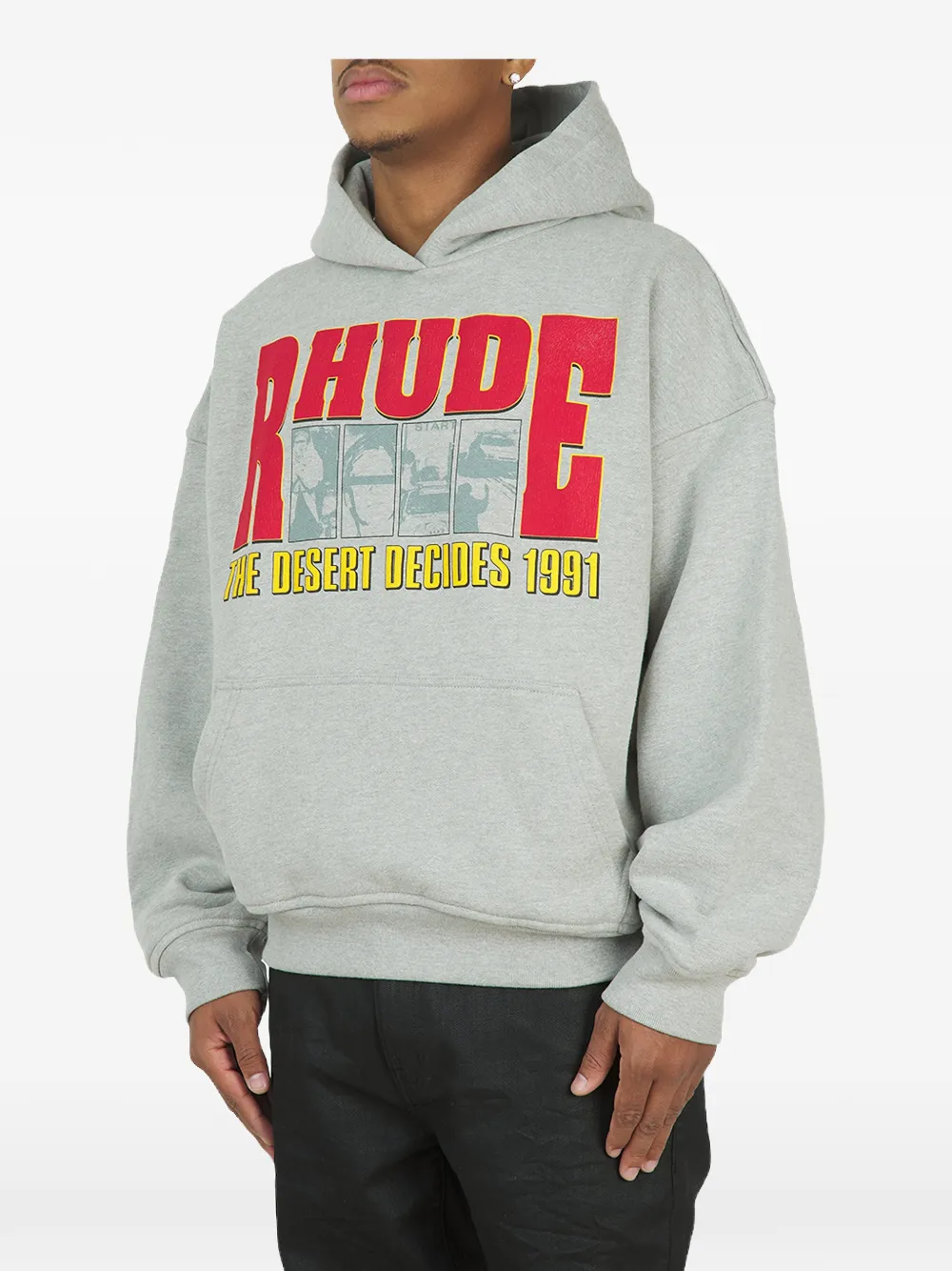 RHUDE logo-print hoodie Grijs