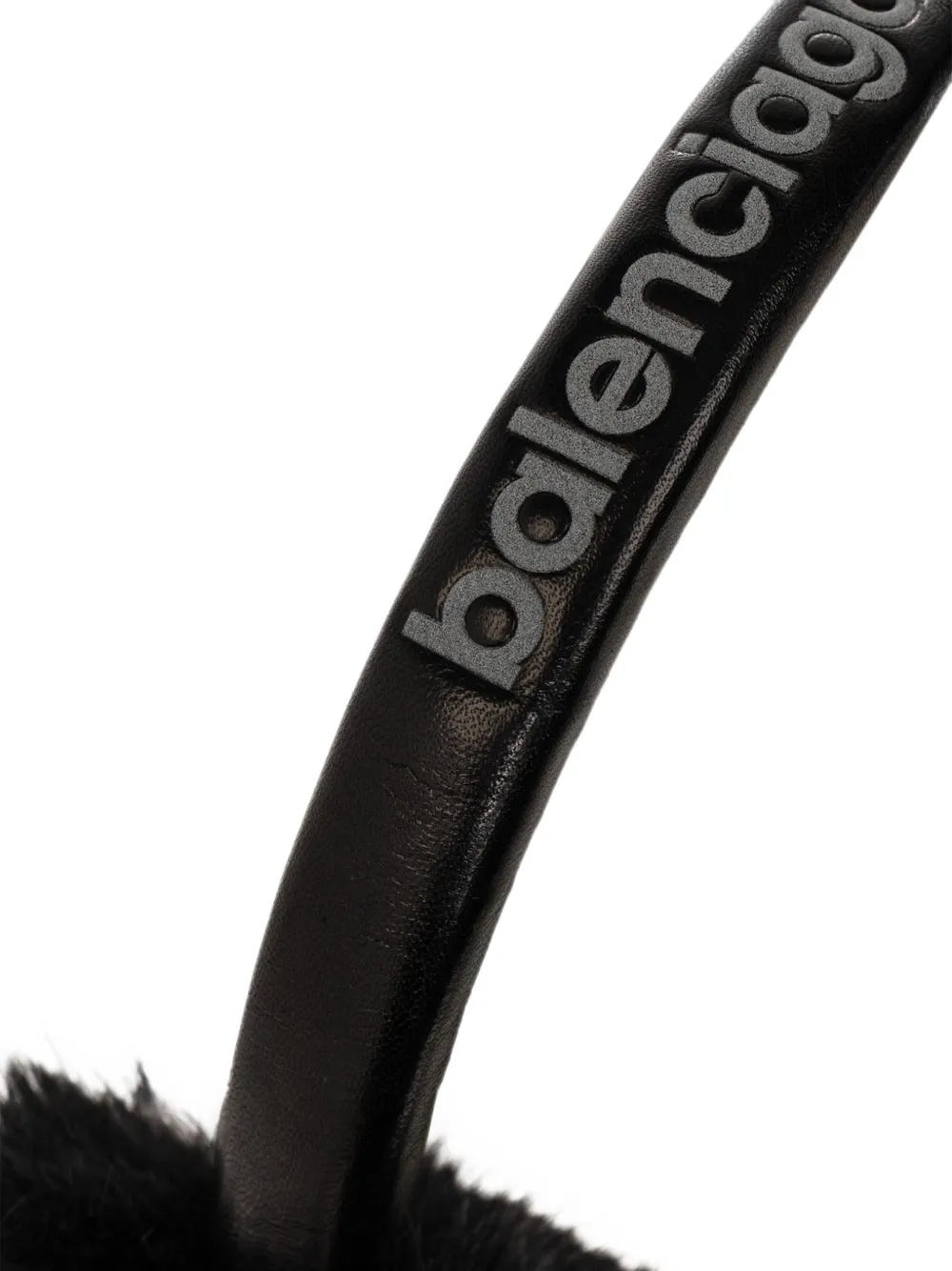 Balenciaga Leren oorwarmers met logo-print Zwart