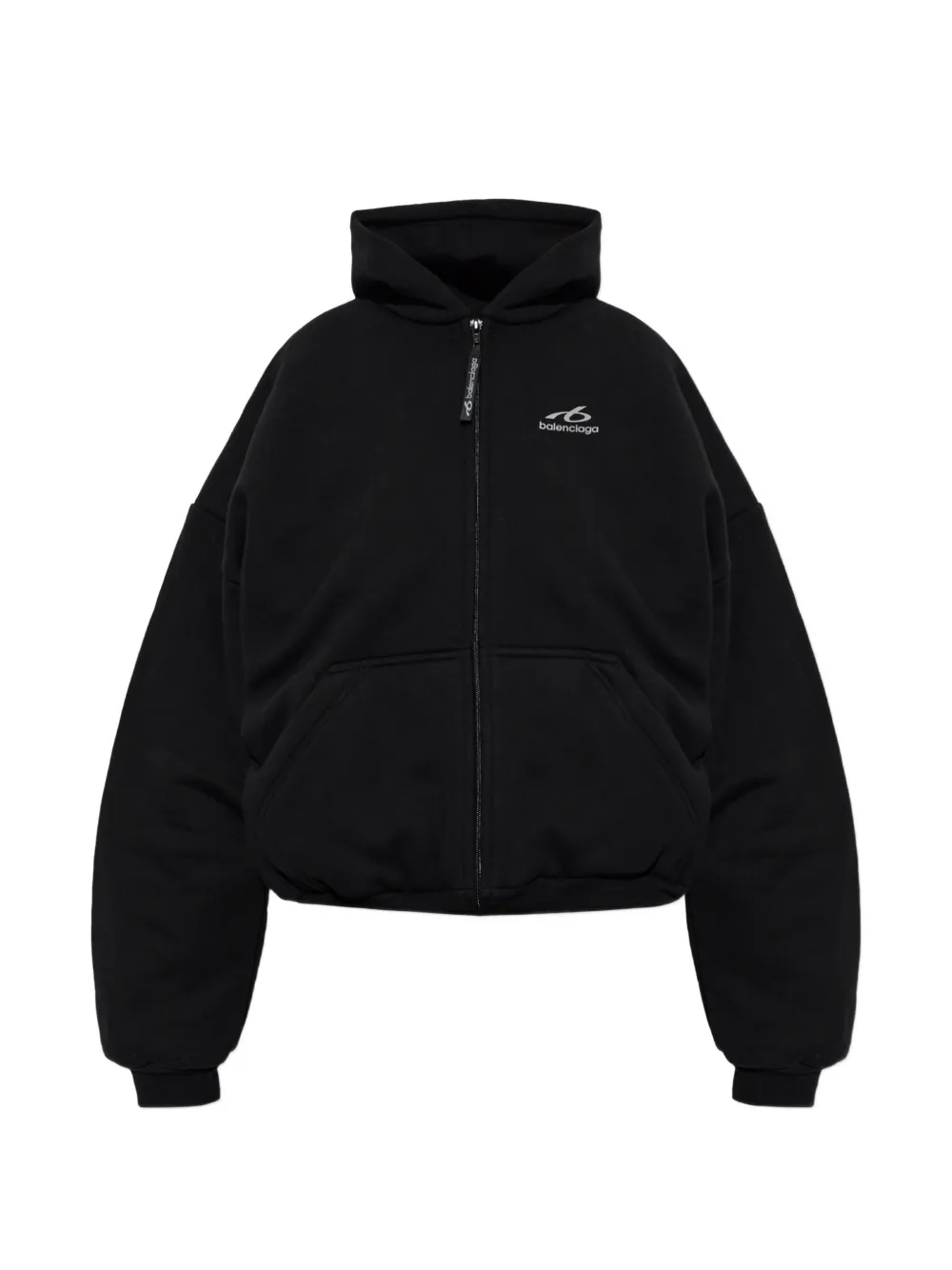 Balenciaga logo-print zip-up hoodie - Black