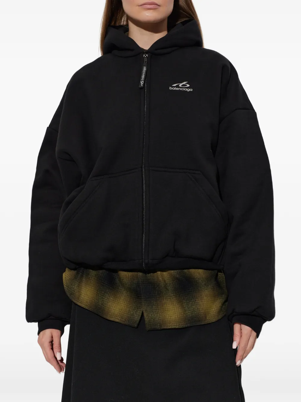 Balenciaga Hoodie met logoprint en rits Zwart