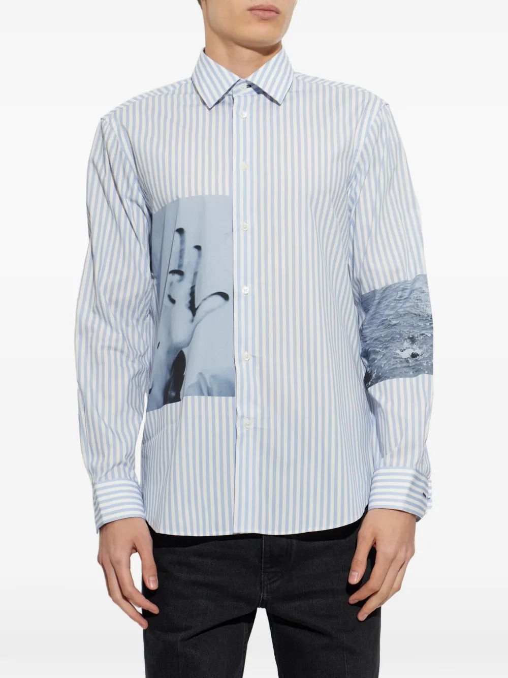 Paul Smith Gestreept overhemd met grafische print Wit