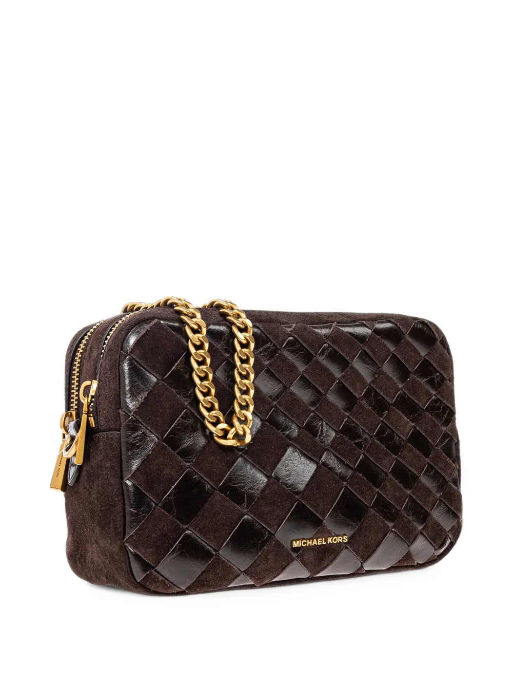 Michael Kors Medium Bryant geweven suède crossbodytas Bruin