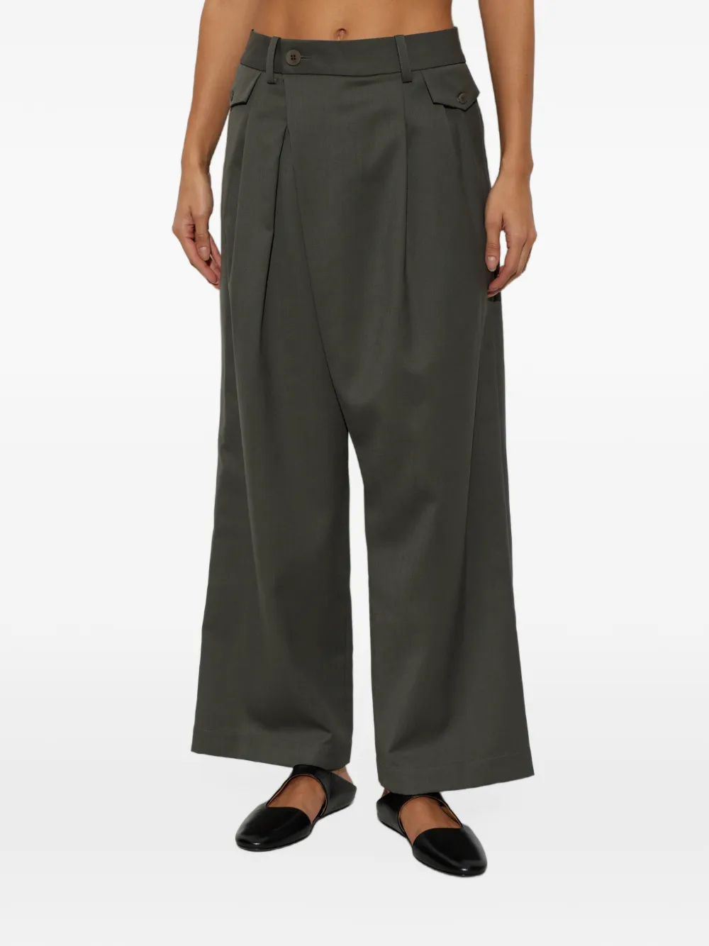 Issey Miyake Plooibroek met wikkelvoorkant Groen
