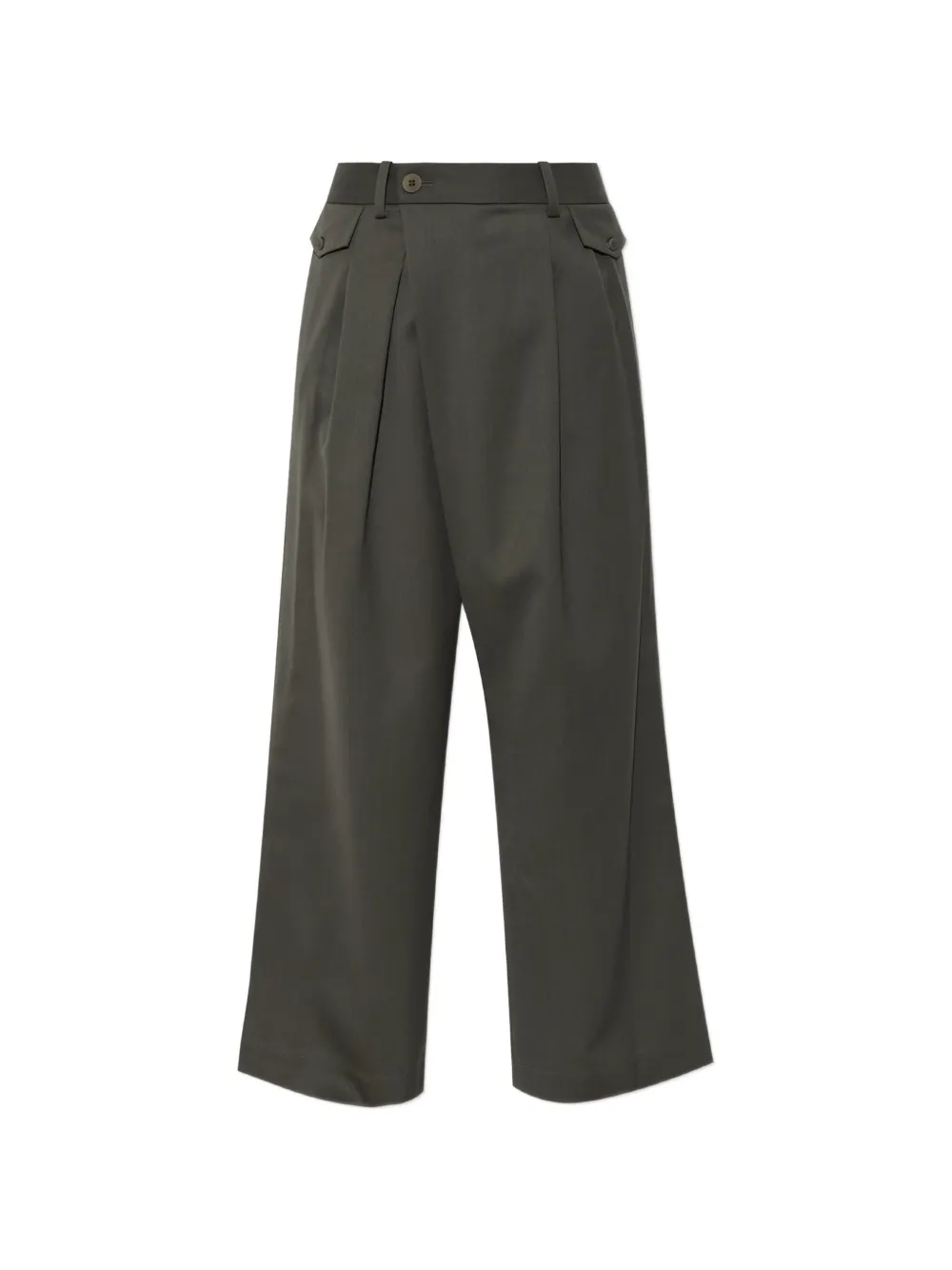 Issey Miyake pleated wrap-front trousers - Verde