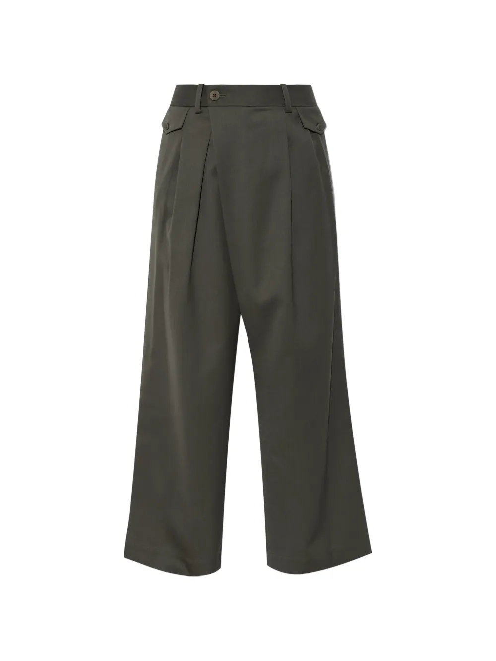 Issey Miyake pleated wrap-front trousers - Grün