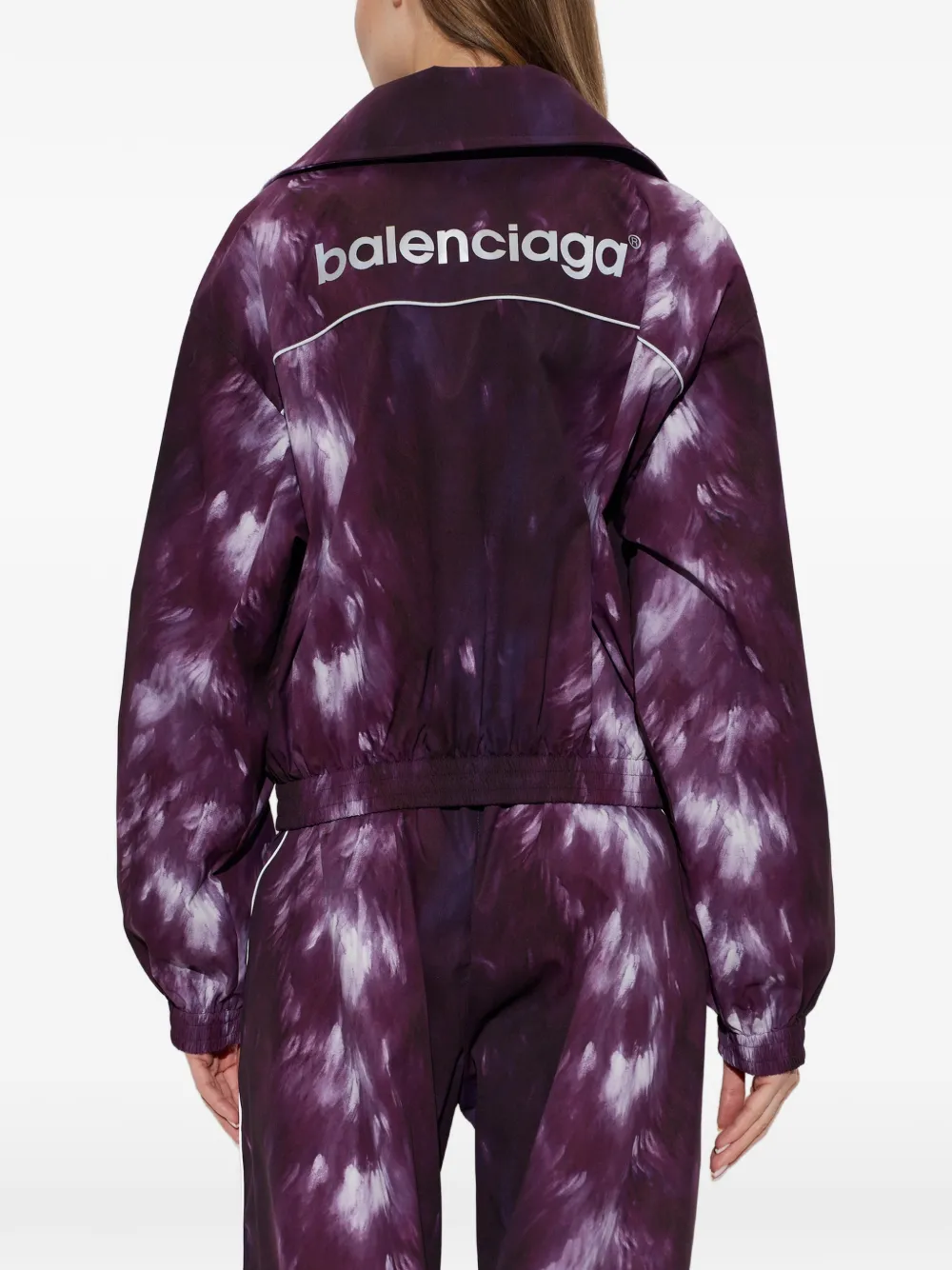 Balenciaga tie-dye wide-collar jacket Paars