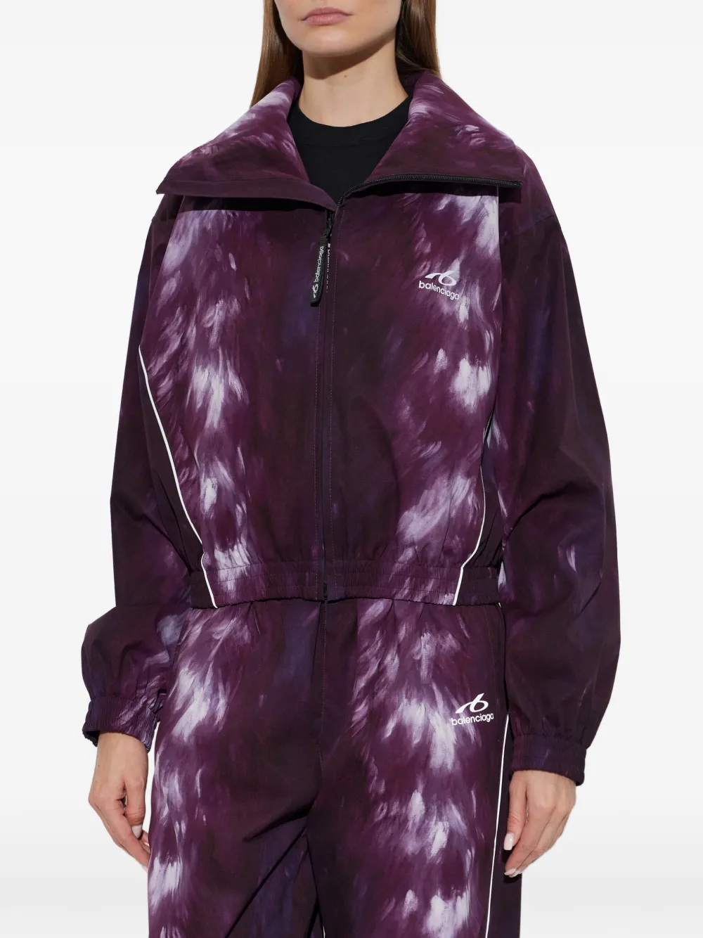 Balenciaga tie-dye wide-collar jacket Paars