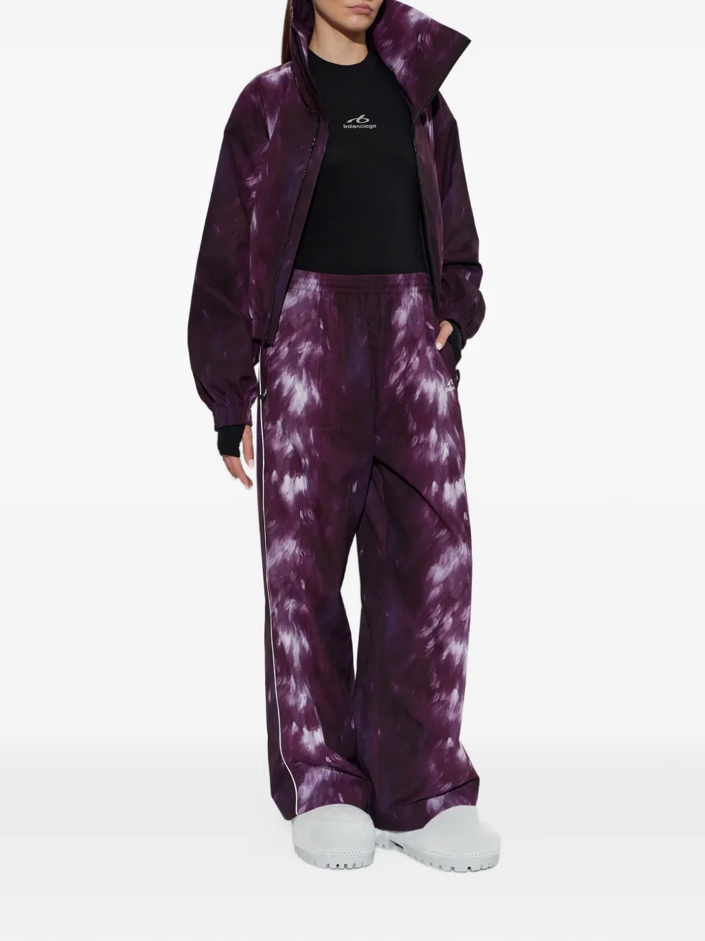 Balenciaga tie-dye wide-collar jacket Paars