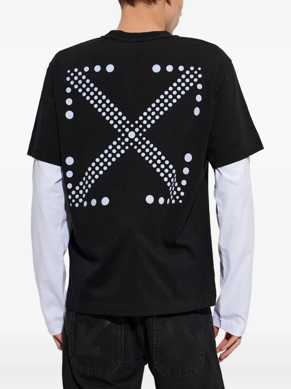 Off-White T-shirt met gelaagde mouwen Zwart