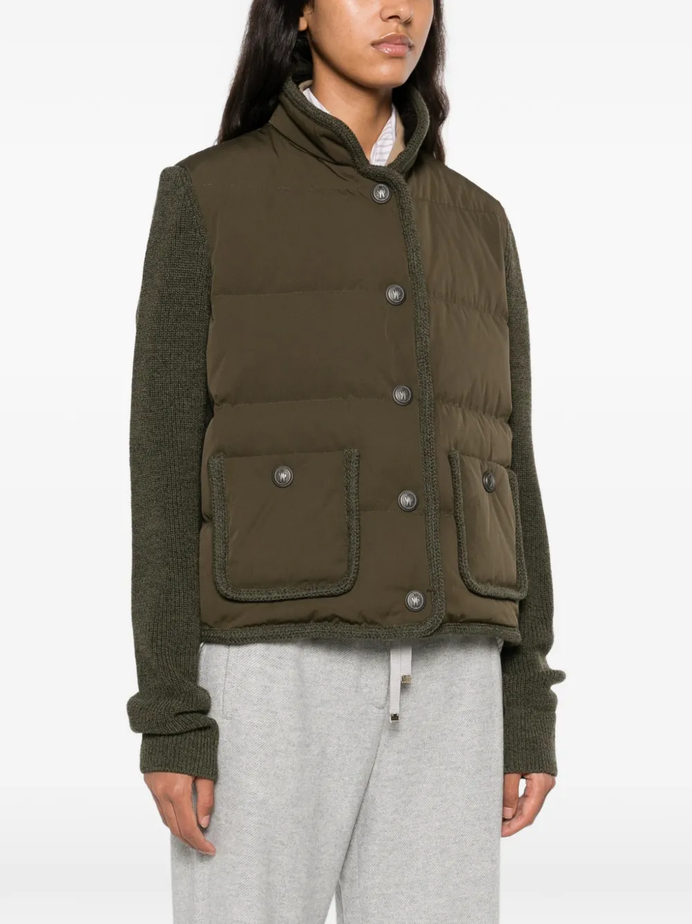Moncler Grenoble quilted panelled jacket Groen