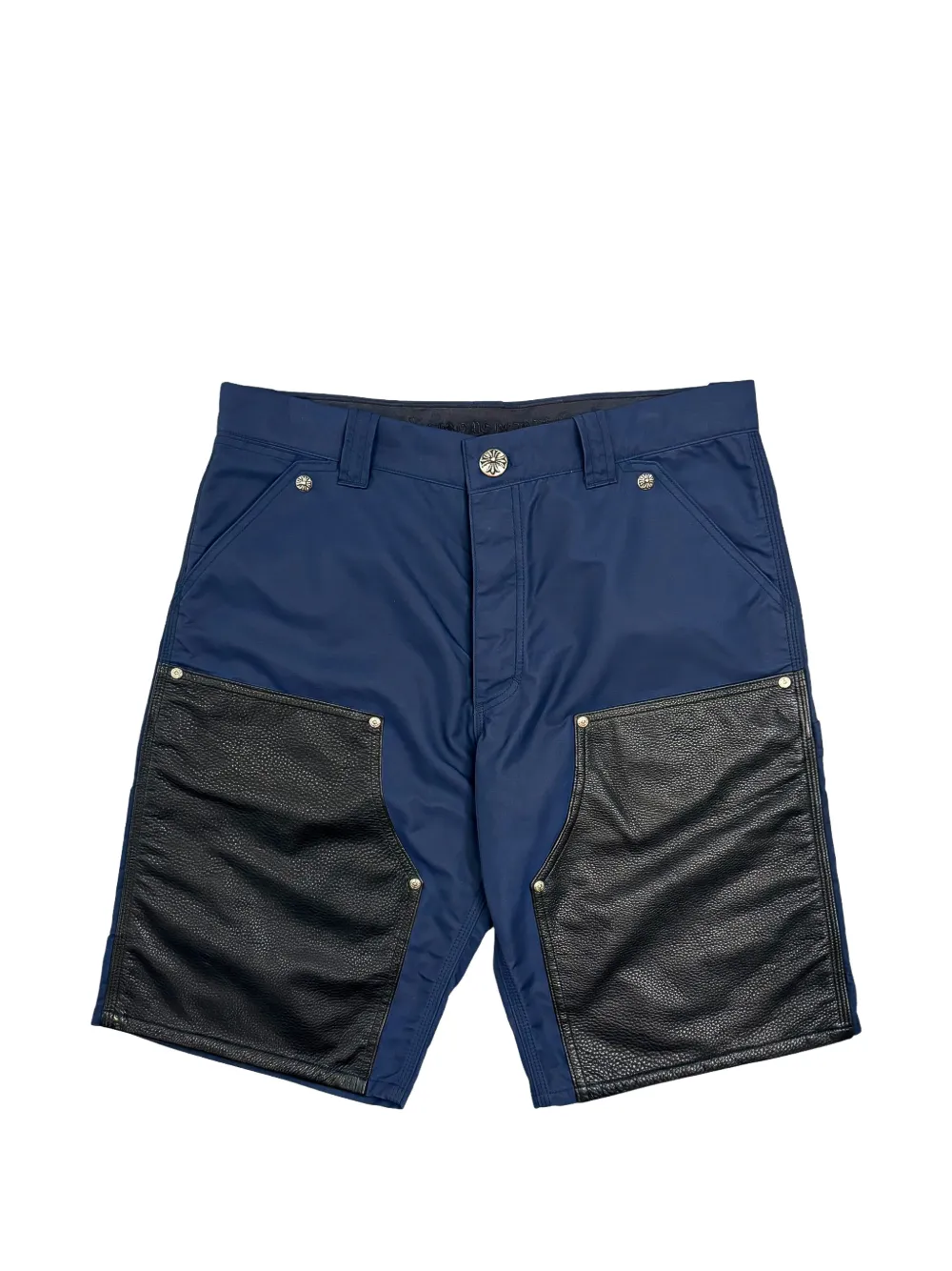 Chrome Hearts leather-panelled carpenter shorts - Blau