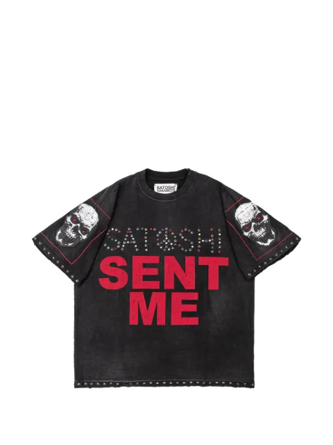 SATOSHI NAKAMOTO playera con estampado de gráfico y detalles de strass