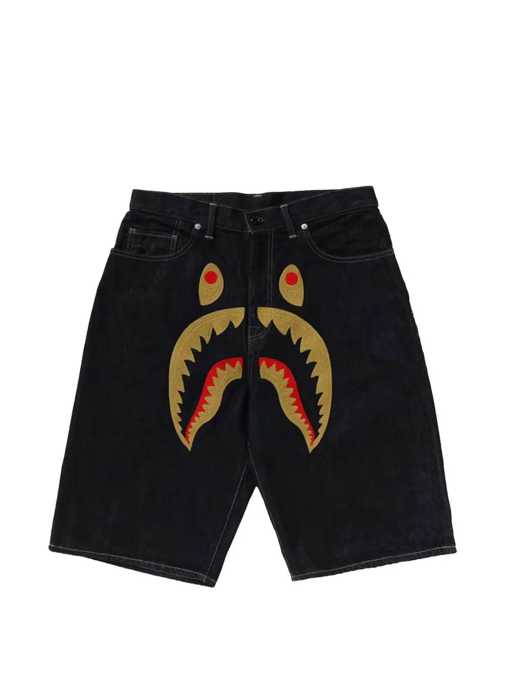 A BATHING APE® Shark denim shorts - Schwarz