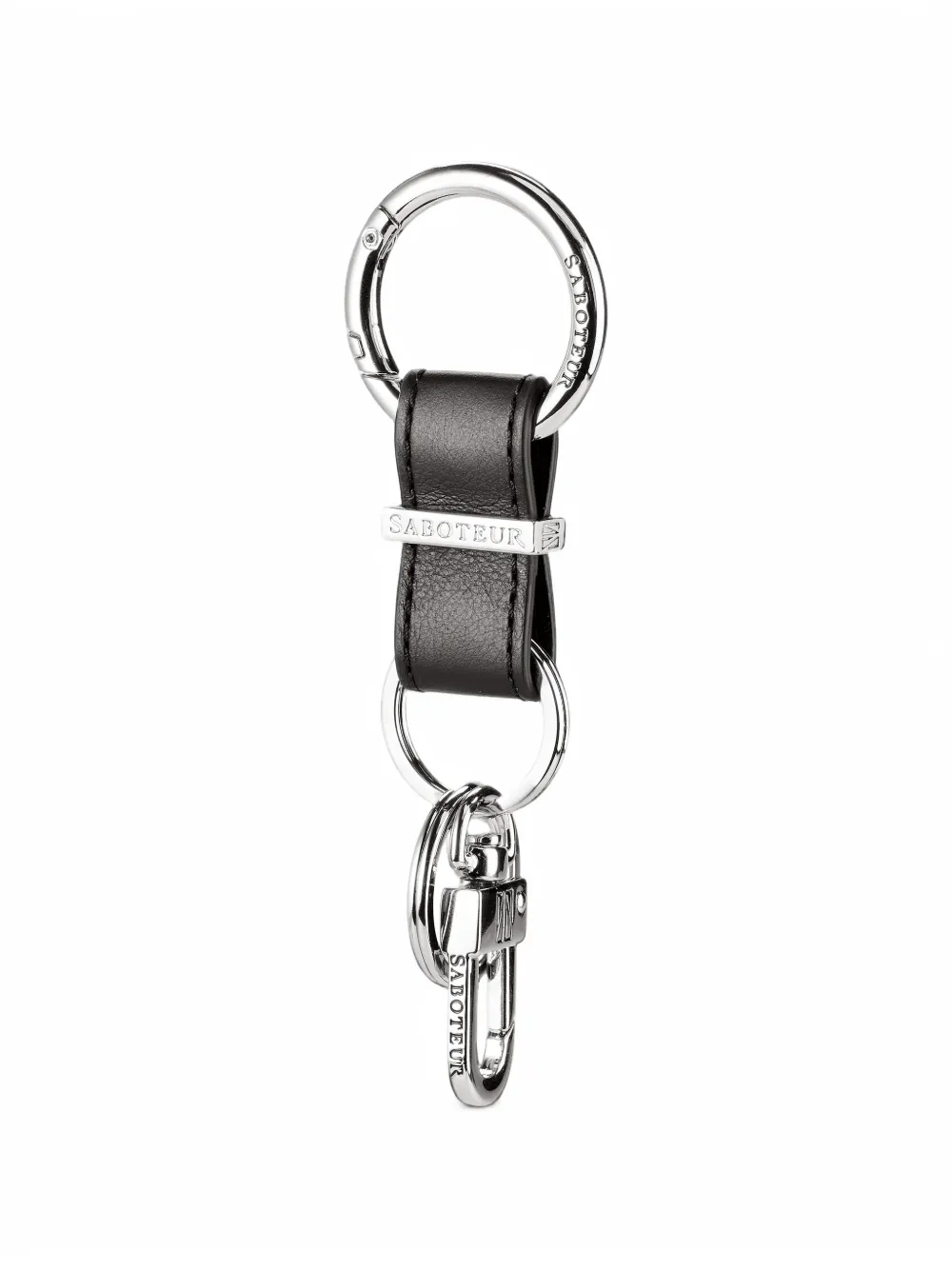 SABOTEUR logo-plaque leather keyring - Schwarz