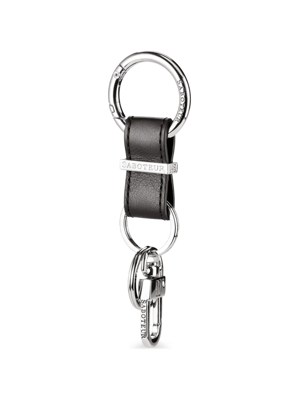 SABOTEUR logo-plaque leather keyring - Schwarz