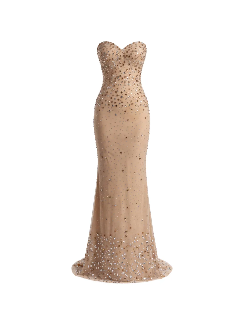 Gattinolli by Marwan crystal-embellished puff-sleeve maxi dress - Neutrals
