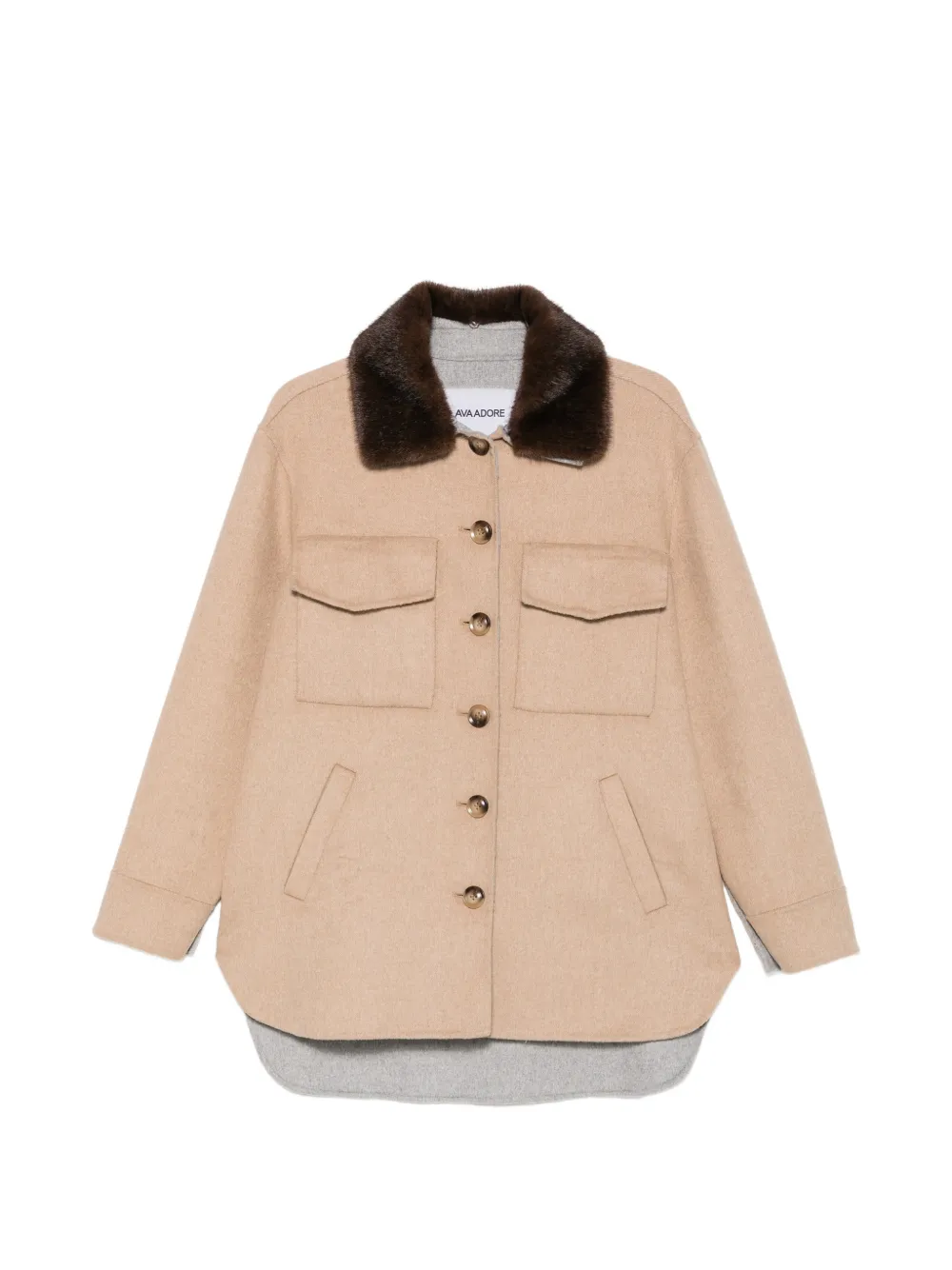 Ava Adore faux-fur collar chest-pocket coat - Tons neutres