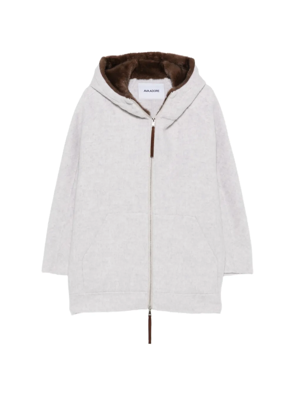 Ava Adore Faux-fur Trim Hooded Coat In Neutral