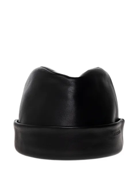 Balenciaga leather beanie in black