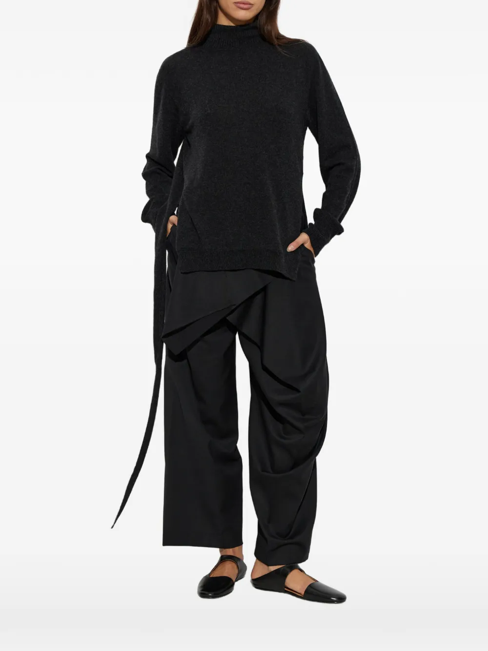 Issey Miyake Gebreide trui met split aan de achterkant Zwart