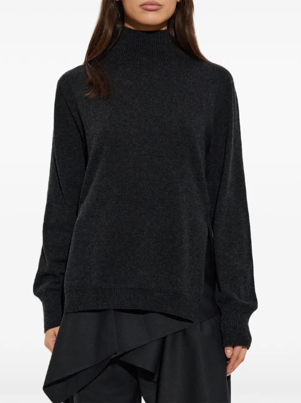 Issey Miyake Gebreide trui met split aan de achterkant Zwart