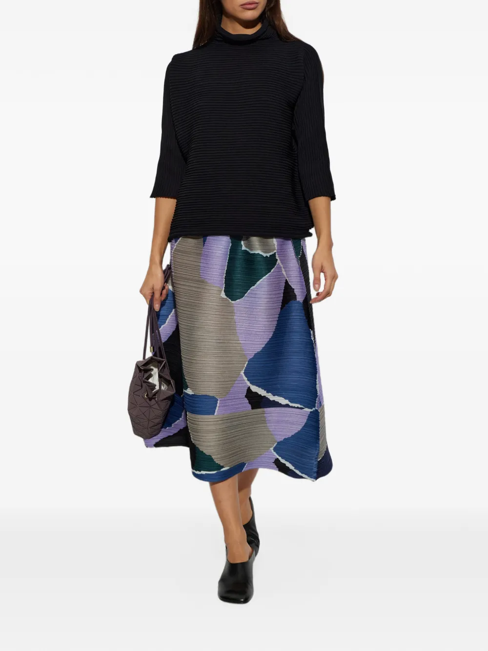 Pleats Please Issey Miyake Surprise! midi-plooirok met abstracte print Paars