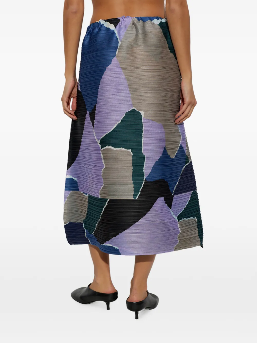 Pleats Please Issey Miyake Surprise! midi-plooirok met abstracte print Paars