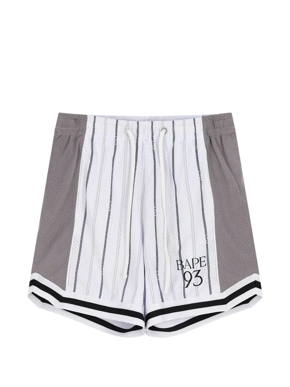 A BATHING APE® striped perforated shorts - Bianco
