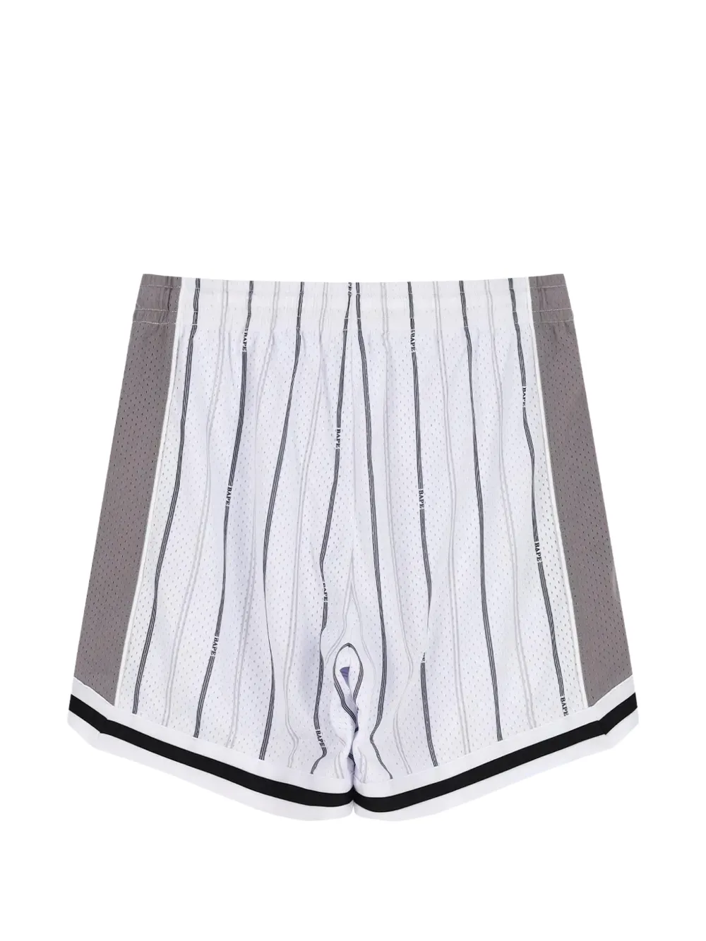 A BATHING APE Gestreepte shorts met geperforeerde details Wit