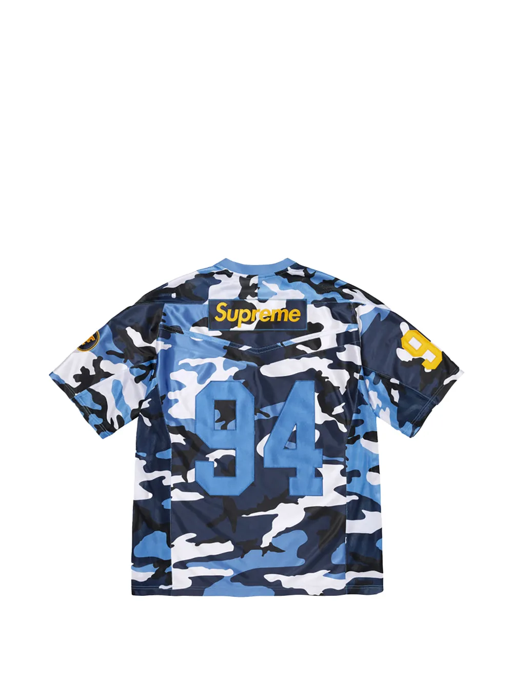 Supreme x Nike T-shirt met camouflage-print en V-hals Blauw