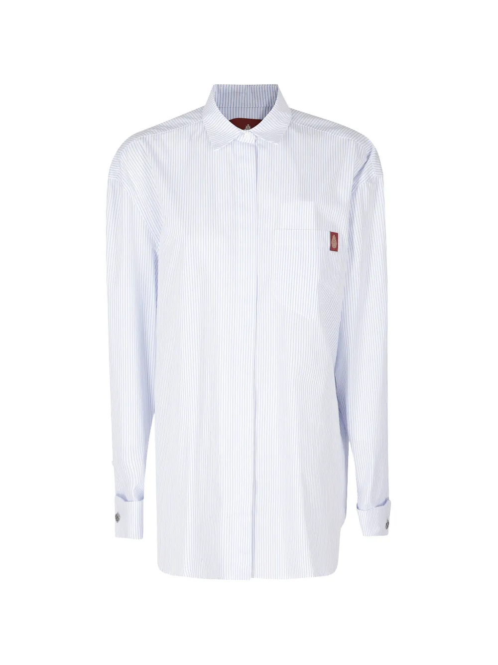 DONDUP vertical-stripe logo-patch shirt - Bianco
