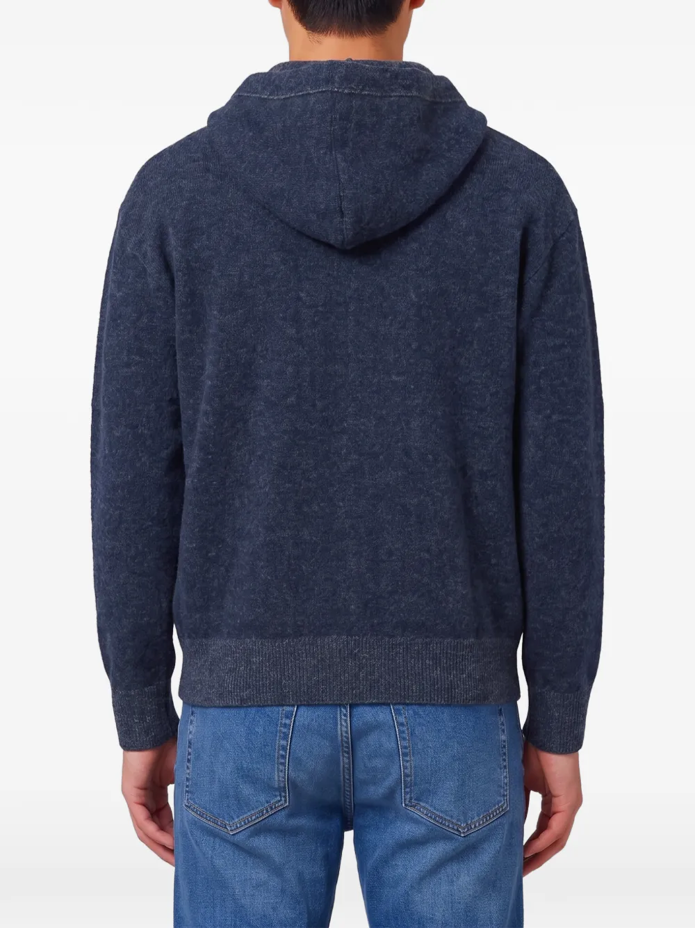Roberto Collina merino wool zip-up hoodie Blauw