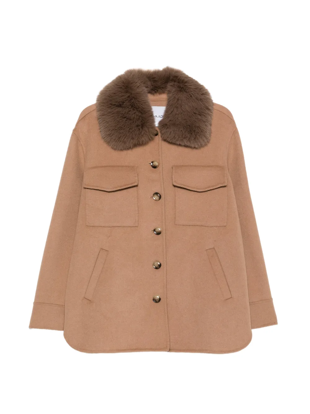 Ava Adore Faux-fur Collar Coat In Brown
