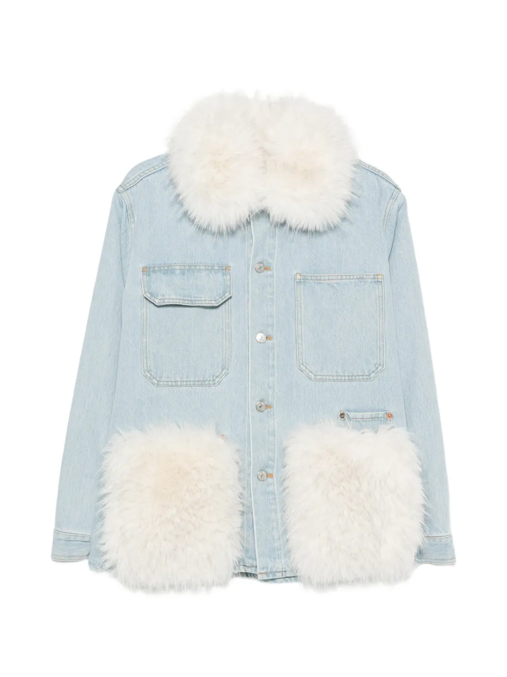 Ava Adore Faux-fur Trim Denim Jacket In Multi