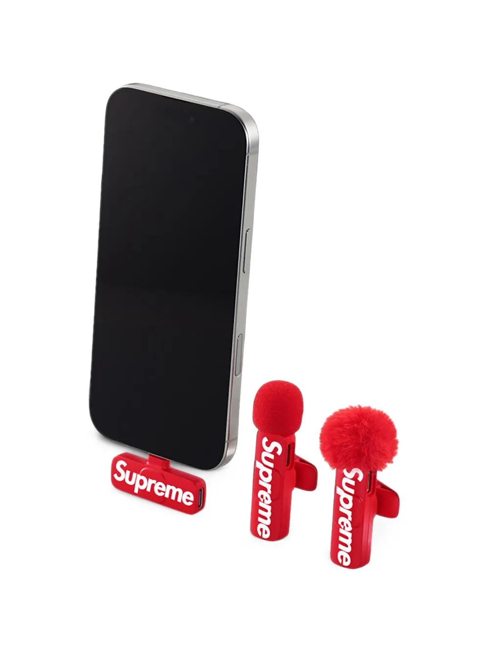 Supreme Mini-microfoons met logo-print Rood