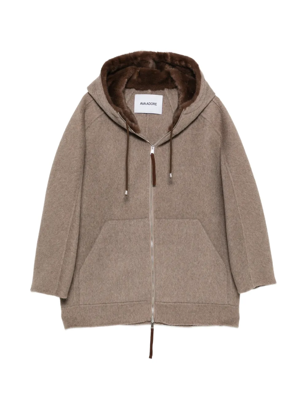 Ava Adore Faux-fur Trim Hooded Jacket In Brown