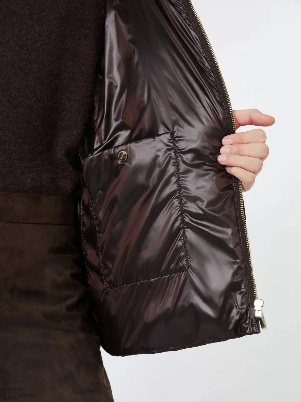 Max Mara hooded puffer jacket in water-repellent plain-weave fabric Bruin