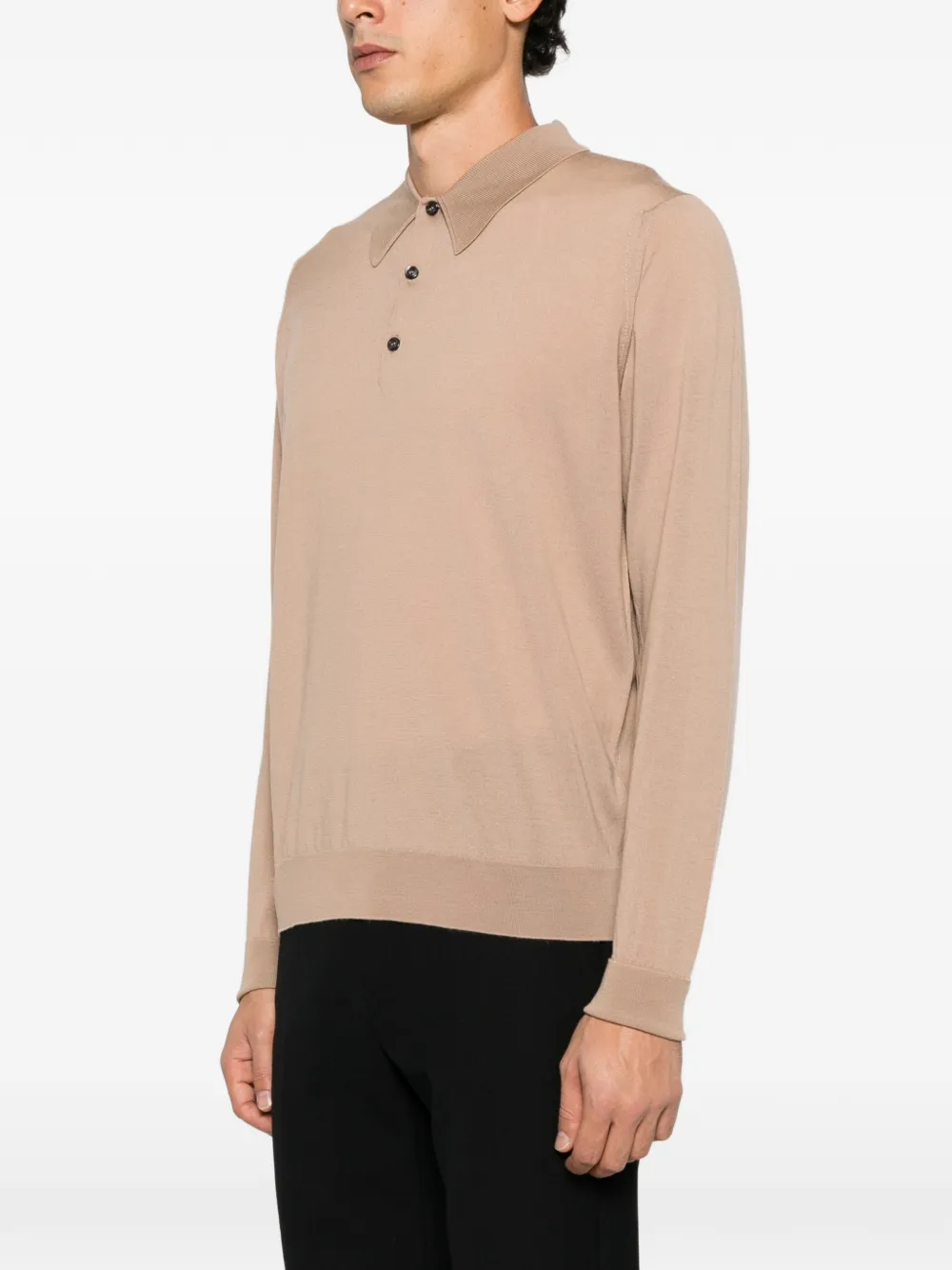 John Smedley Dorset long-sleeve polo shirt Beige