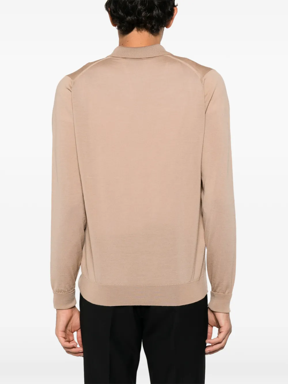 John Smedley Dorset long-sleeve polo shirt Beige
