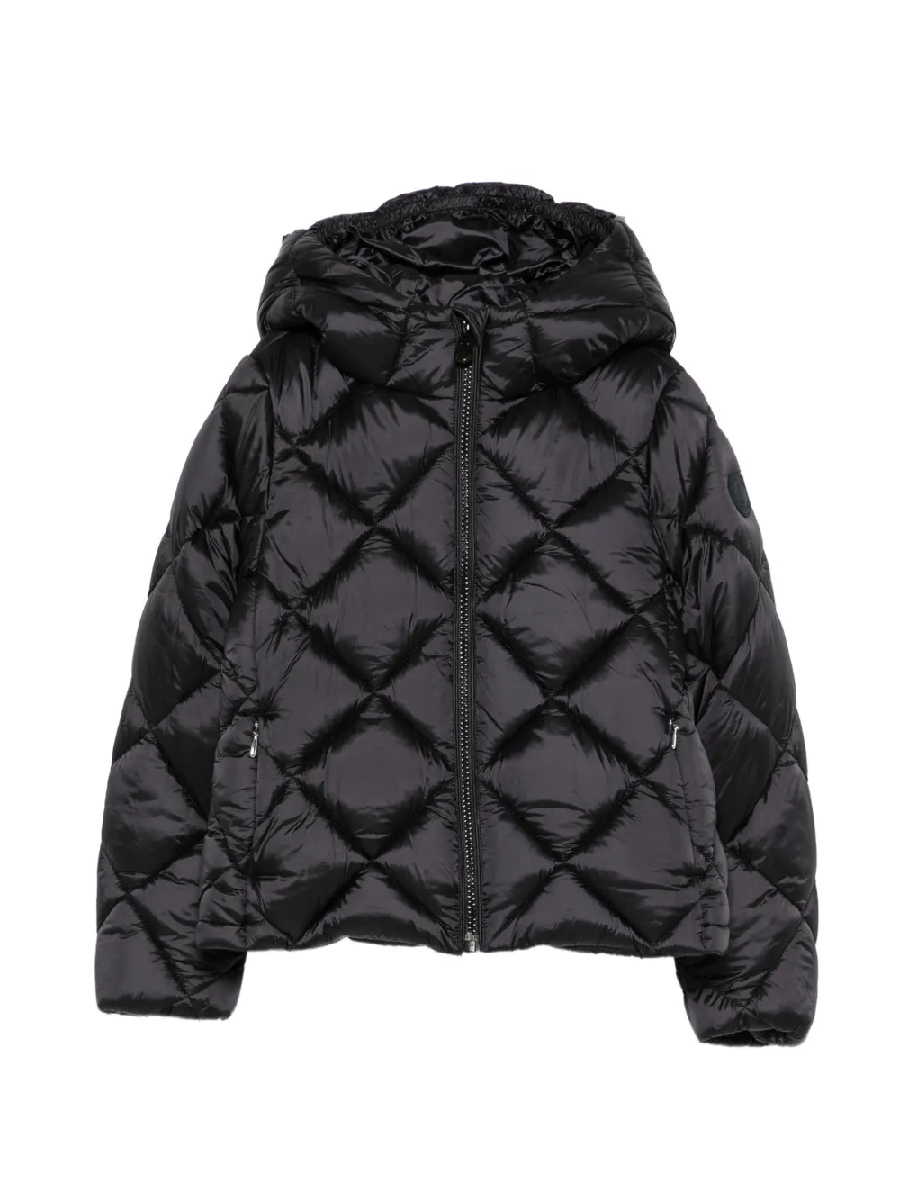 Save The Duck Kids diamond-quilted hooded padded jacket Zwart