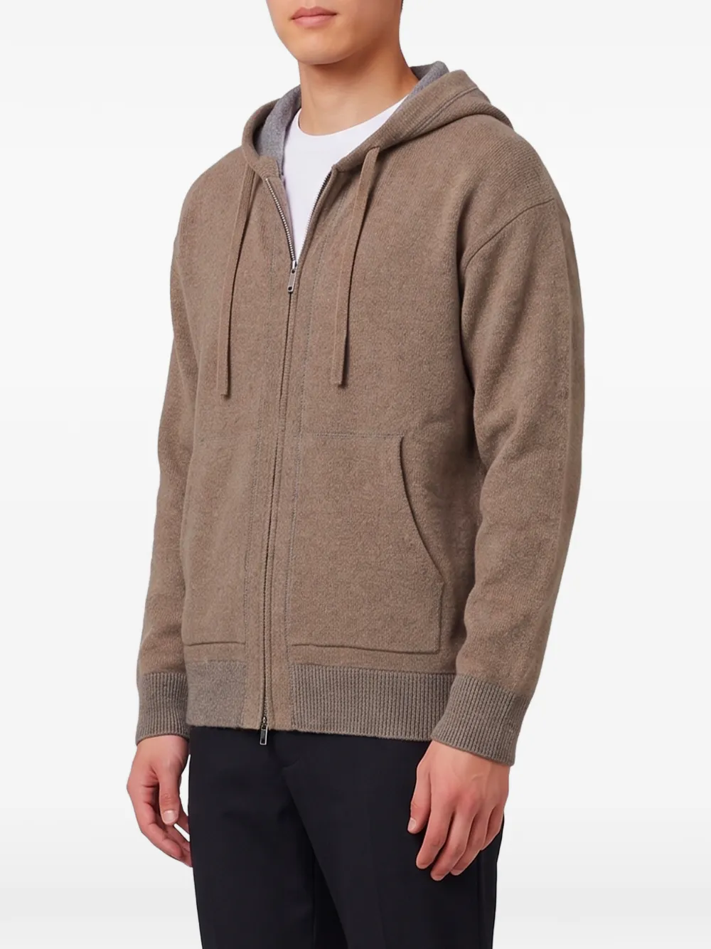 Roberto Collina Hoodie van merinowol met rits Bruin