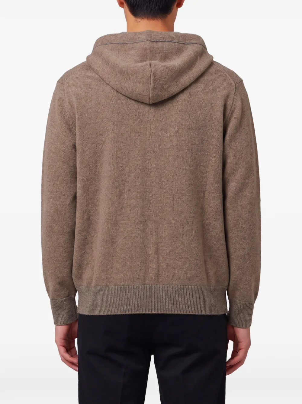 Roberto Collina Hoodie van merinowol met rits Bruin