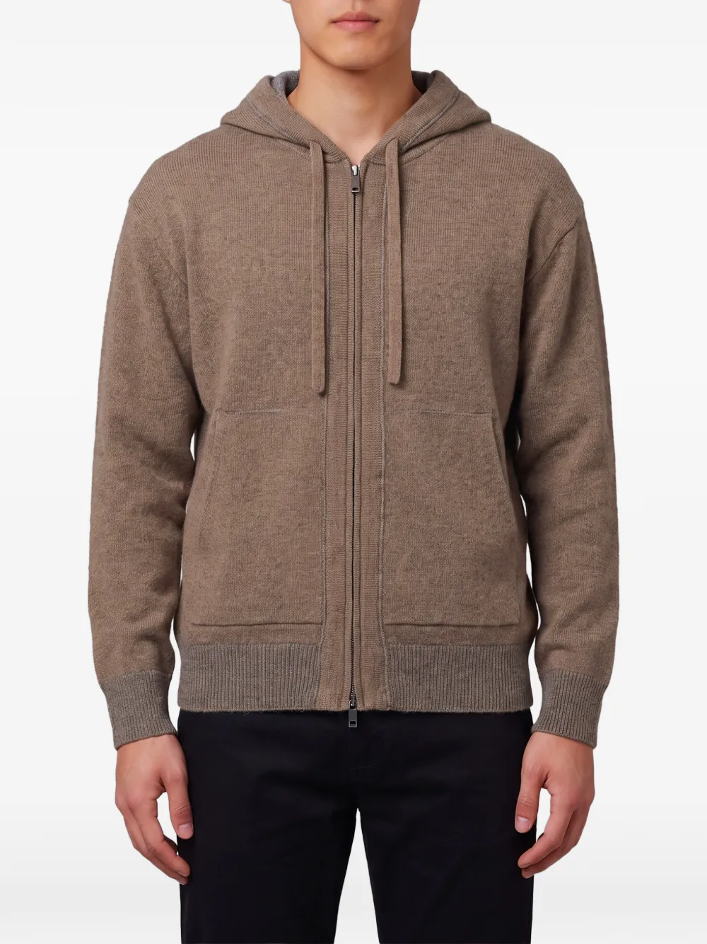 Roberto Collina merino wool zip-up hoodie | Brown | Image 1