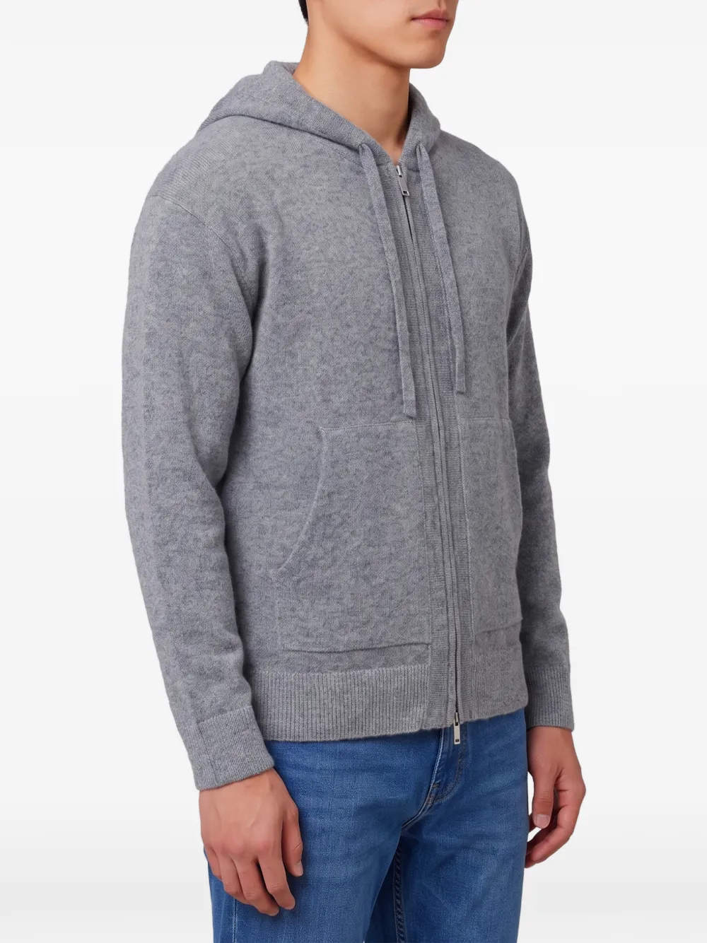 Roberto Collina merino wool zip-up hoodie Grijs