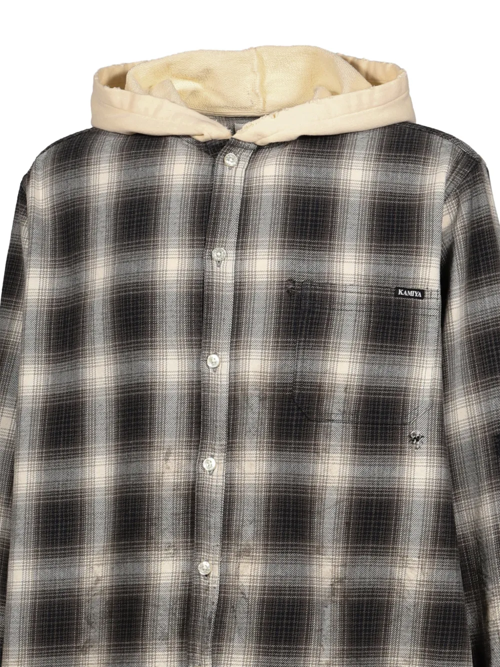 KAMIYA OG-Check hoodie met vervaagd effect Zwart