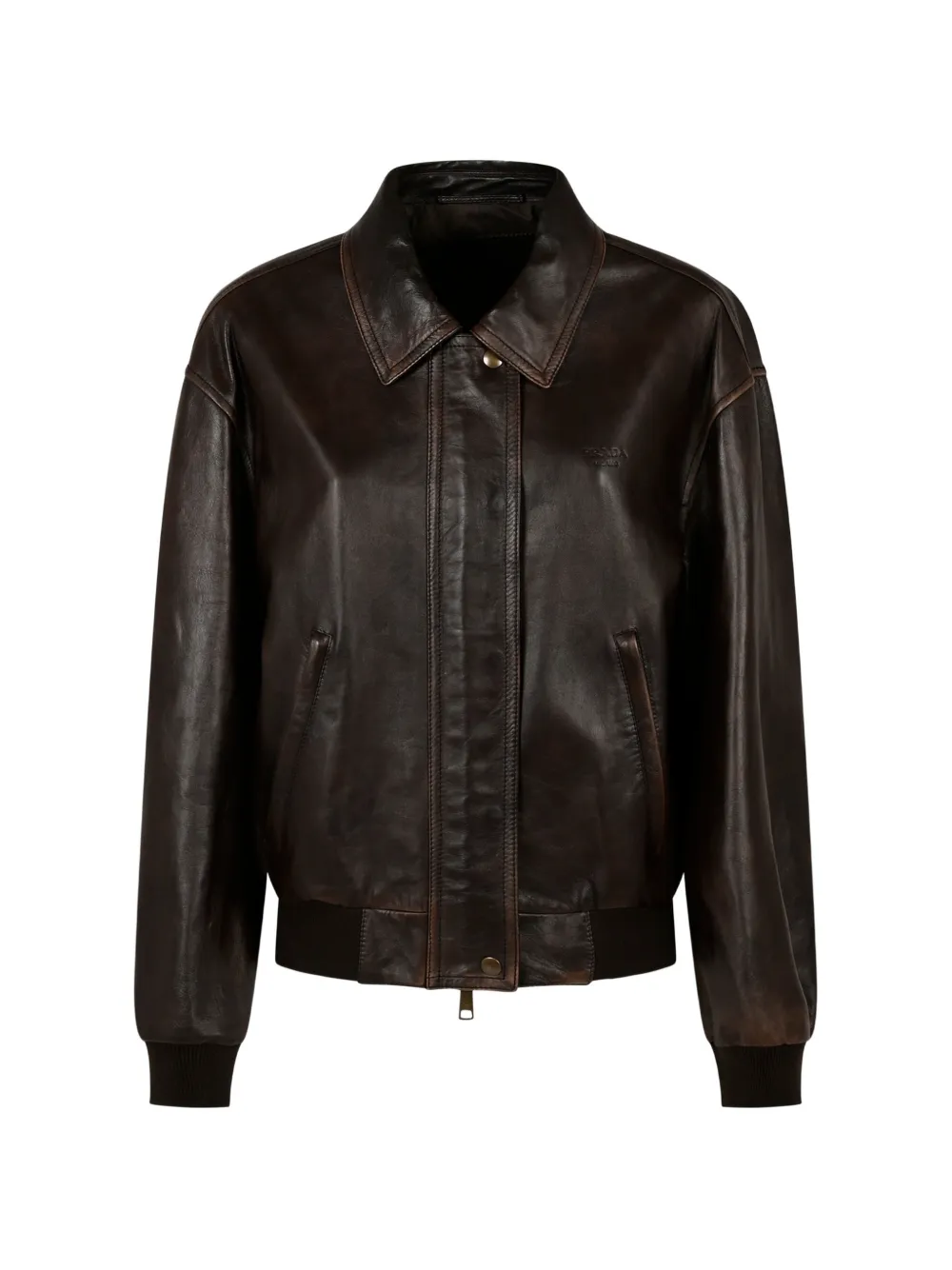 Prada nappa leather jacket - Braun